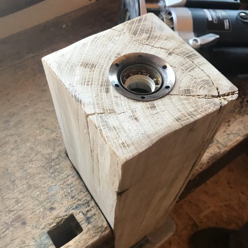 Ulme 15x15, Versenken der Fassung Test